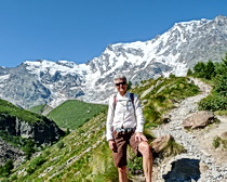 Julie with the Monte Rosa Massif in the background