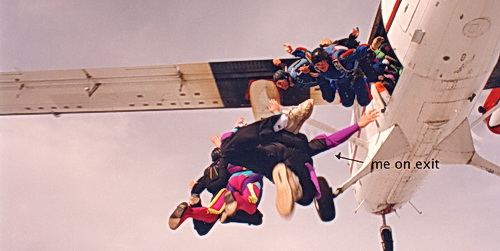 ExperiencePlus! traveler Shirley Mangione skydiving.