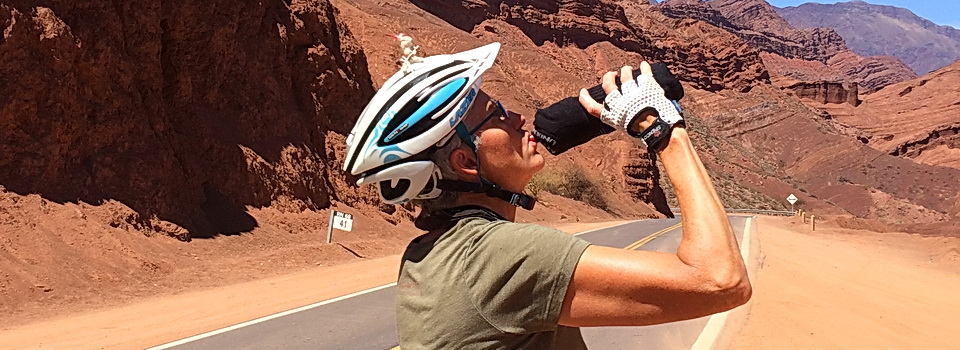 Julie enjoys cold water cycling in Northern Argentina